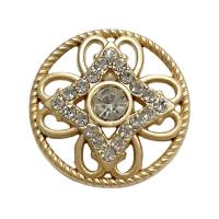 Zinc Alloy Shank Button, Flower, gold color plated, DIY & with rhinestone & hollow, golden 