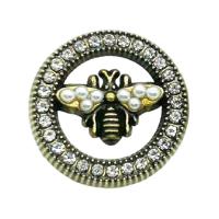 Zinc Alloy Shank Button, Bee, plated, DIY & with rhinestone & hollow 