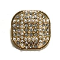 Zinc Alloy Shank Button, Square, gold color plated, DIY & with rhinestone, golden 
