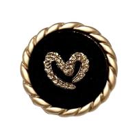 Zinc Alloy Shank Button, Heart, gold color plated, DIY black 