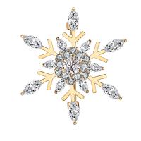 Broche de bijoux de Noël, laiton, flocon de neige, Placage de couleur d'or, Conception de Noël & pour femme & avec strass, doré Vendu par PC