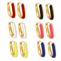 Brass Hoop Earring, gold color plated, for woman & enamel 