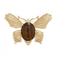 Resin Brooch, Zinc Alloy, with Resin, Butterfly, gold color plated, Unisex, brown 
