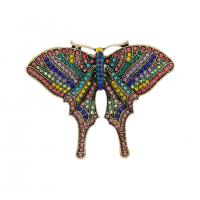 Rhinestone Zinc Alloy Brooch, Butterfly, gold color plated, Unisex & with rhinestone, multi-colored 