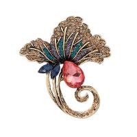 Rhinestone Zinc Alloy Brooch, Flower, gold color plated, Unisex & with rhinestone, mixed colors 