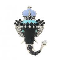 Rhinestone Zinc Alloy Brooch, with Plastic Pearl, Elephant, platinum color plated, Unisex & enamel & with rhinestone, mixed colors 