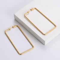 Stainless Steel Leverback Earring, 316L Stainless Steel, Rectangle, 18K gold plated, fashion jewelry & for woman, golden 