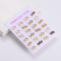 Stainless Steel Stud Earring, 316L Stainless Steel, Number 8, 18K gold plated, fashion jewelry & for woman, golden 