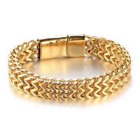Stainless Steel Chain Bracelets, 304 Stainless Steel, polished & Unisex, golden 