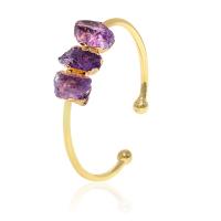 Quartz Bracelets, Brass, with Amethyst, gold color plated, fashion jewelry & for woman, golden, 28*10mm 