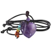 Gemstone Necklaces, with Wax Cord, Heart, Adjustable & Unisex Approx 18.11-31.5 Inch 