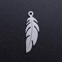 Stainless Steel Feather Pendant, 304 Stainless Steel, polished, DIY & for woman 