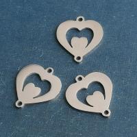 Stainless Steel Charm Connector, 304 Stainless Steel, Heart, polished, DIY 