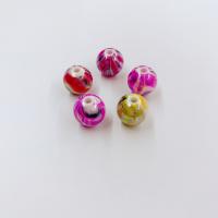 Miracle Acrylic Beads, Round, brushwork, DIY mixed colors 