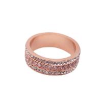 Rhinestone Stainless Steel Finger Ring, 316L Stainless Steel, Donut, Vacuum Ion Plating, fashion jewelry & Unisex & with rhinestone US Ring 