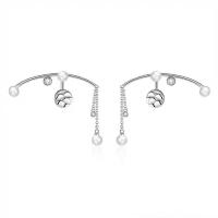 Plastic Pearl Zinc Alloy Earring, with Plastic Pearl, silver color plated, fashion jewelry & for woman, silver color, 65mm 