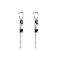 Zinc Alloy Rhinestone Drop Earring, Square, silver color plated, fashion jewelry & for woman & with rhinestone, 95mm 
