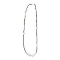 Titanium Steel Jewelry Necklace, Zinc Alloy, with Titanium Steel & Plastic Pearl, with 8cm extender chain, silver color plated, fashion jewelry & for woman, silver color cm 
