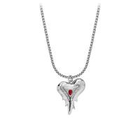 Titanium Steel Jewelry Necklace, with zinc alloy pendant, with 5cm extender chain, Heart, silver color plated, fashion jewelry & for woman & with rhinestone, silver color cm 