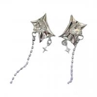 Zinc Alloy Rhinestone Drop Earring, Square, silver color plated, fashion jewelry & for woman & with rhinestone, silver color 