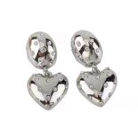 Zinc Alloy Rhinestone Drop Earring, Heart, silver color plated, fashion jewelry & for woman & with rhinestone, silver color 