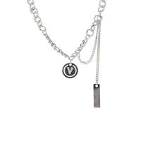 Collar de la joyería de titanio, Partículas de acero, para mujer & con diamantes de imitación, color original, longitud:40 cm, Vendido por UD
