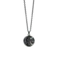 Titanium Steel Jewelry Necklace, with zinc alloy pendant, Flat Round, silver color plated, fashion jewelry & Unisex 32mm cm 