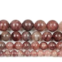 Gefärbte Quarz Perlen, Strawberry Quartz, rund, poliert, DIY & verschiedene Größen vorhanden, verkauft von Strang