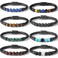 Gemstone Bracelets, with PU Leather & Unisex, 8mm Approx 8.3 Inch 
