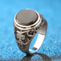 Resin Zinc Alloy Finger Ring, with Resin, silver color plated & for man & blacken US Ring .5-10 