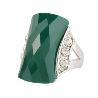 Resin Zinc Alloy Finger Ring, with Resin, Geometrical Pattern, silver color plated, Unisex & with rhinestone US Ring .5-10 