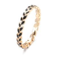Brass Finger Ring, Leaf, rose gold color plated & for woman & enamel 3mm, US Ring 