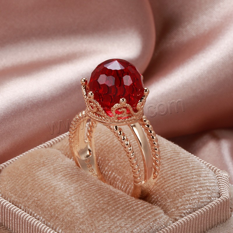 Цирконий Micro Pave Латунь палец кольцо, плакированный цветом розового золота, разный размер для выбора & инкрустированное микро кубического циркония & Женский & отверстие, Много цветов для выбора, 11mm, размер:7-10, продается PC