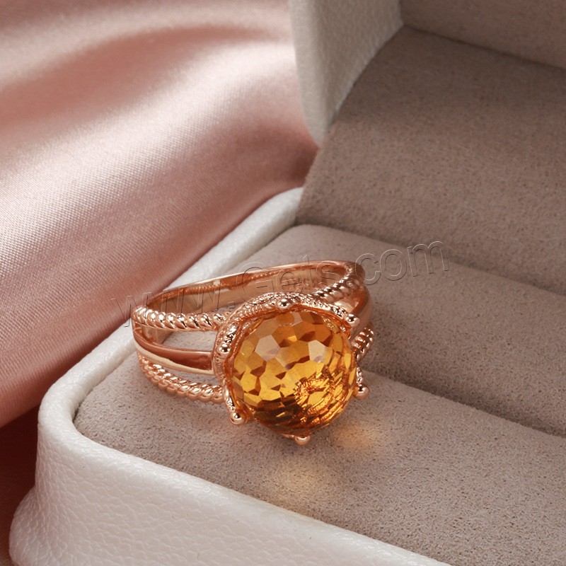 Цирконий Micro Pave Латунь палец кольцо, плакированный цветом розового золота, разный размер для выбора & инкрустированное микро кубического циркония & Женский & отверстие, Много цветов для выбора, 11mm, размер:7-10, продается PC