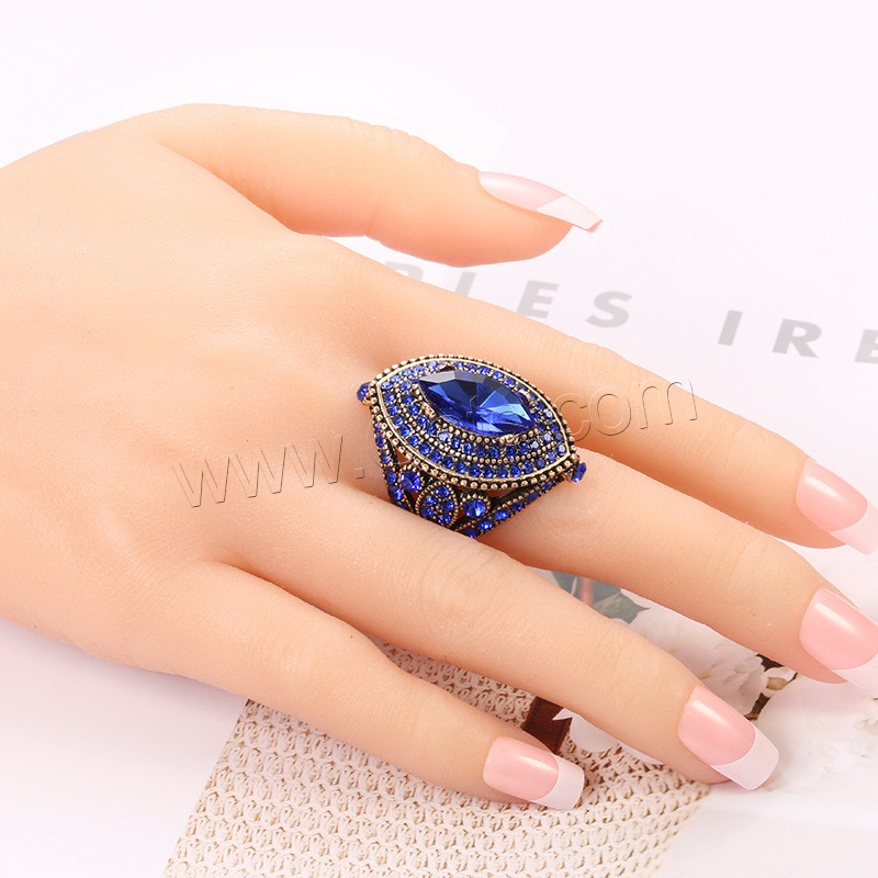 Kristall Zink Legierung Finger Ring, Zinklegierung, mit Kristall, Geometrisches Muster, plattiert, unisex & verschiedene Größen vorhanden & Micro pave Zirkonia, keine, 35mm, Größe:7-10, verkauft von PC