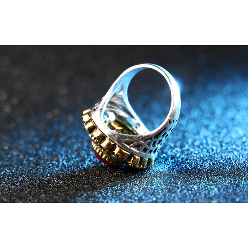 Harz Zink Legierung Finger Ring, Zinklegierung, mit Harz, Geometrisches Muster, plattiert, verschiedene Größen vorhanden & für Frau & mit Strass, keine, 22mm, Größe:8.5-10, verkauft von PC