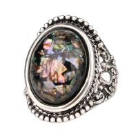 Resin Zinc Alloy Finger Ring, with Resin, Oval, silver color plated & for woman 26mm, US Ring 