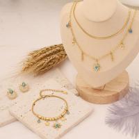 304 Stainless Steel Jewelry Set, with turquoise, real gold plated, fashion jewelry & for woman 