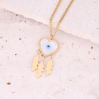 Stainless Steel Jewelry Necklace, 304 Stainless Steel, with Resin, with 1.97inch extender chain, Evil Eye, real gold plated, fashion jewelry & for woman Approx 15.7 Inch 