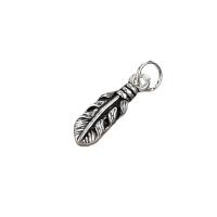 Thailand Sterling Silver Pendants, Feather, Antique finish, DIY silver color Approx 4mm 