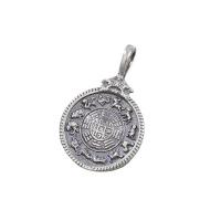 Thailand Sterling Silver Pendant, Flat Round, Antique finish, DIY, silver color Approx 3mm 