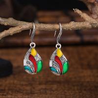 Enamel Zinc Alloy Drop Earring, antique silver color plated, fashion jewelry & for woman 