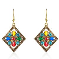 Zinc Alloy Rhinestone Drop Earring, antique gold color plated, fashion jewelry & for woman & with rhinestone 