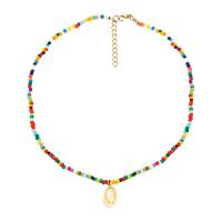 Glass Seed Beads Necklace, Seedbead, with Shell & Zinc Alloy, with 1.97inch extender chain, fashion jewelry & for woman Approx 16.54 Inch 