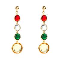 Zinc Alloy Rhinestone Drop Earring, with Glass Rhinestone, gold color plated, fashion jewelry & for woman 