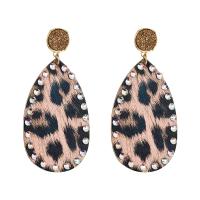 Fashion Create Jewelry Earring, Synthetic Leather, with Natural Stone & Zinc Alloy, fashion jewelry & for woman & with rhinestone 