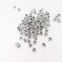 Acryl Alphabet Perlen, flache Runde, DIY & glänzend, 4x7mm, Bohrung:ca. 1.2mm, ca. 3600PCs/Tasche, verkauft von Tasche