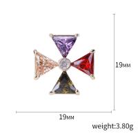 Cubic Zirconia Brooch, Brass, Pinwheel, gold color plated, micro pave cubic zirconia & for woman, multi-colored 