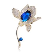 Cubic Zirconia Brooch, Brass, Lily, gold color plated, micro pave cubic zirconia & for woman 