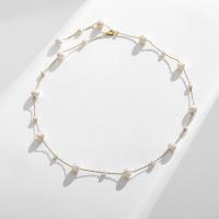 Freshwater Pearl Brass Necklace, with Freshwater Pearl, Plating champagne gold, fashion jewelry & for woman Approx 55 cm 